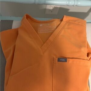 Figs Vibrant Orange V-Neck Scrub Top